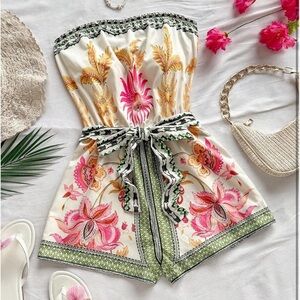 Floral Strapless Romper — XS, NEW